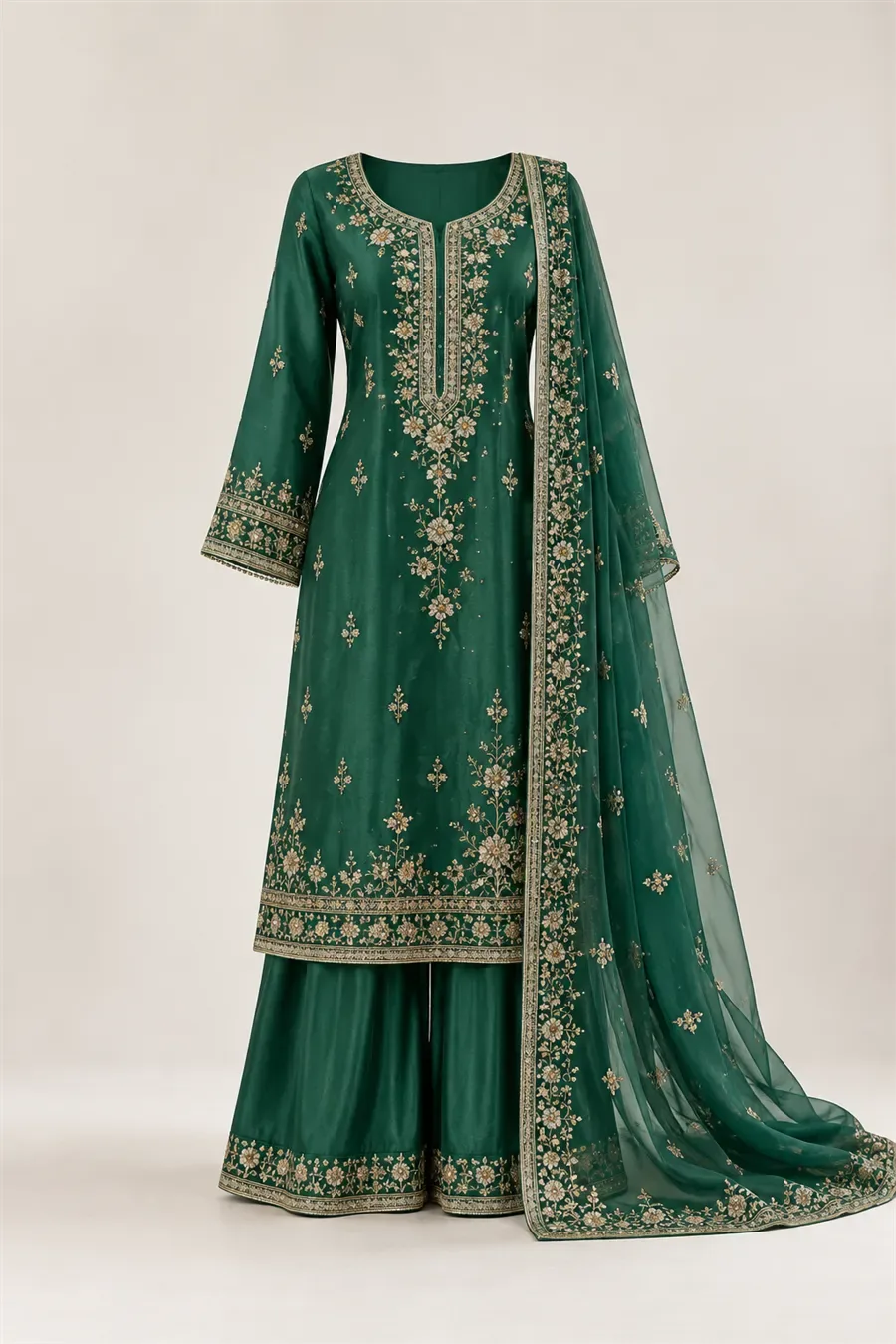 Embroidered Silk Suit